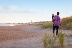 father and son on the beach child visitation